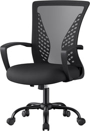 Bürostuhl ergonomisch Netzstuhl mit Wippfunktion Schwarz von Songmics