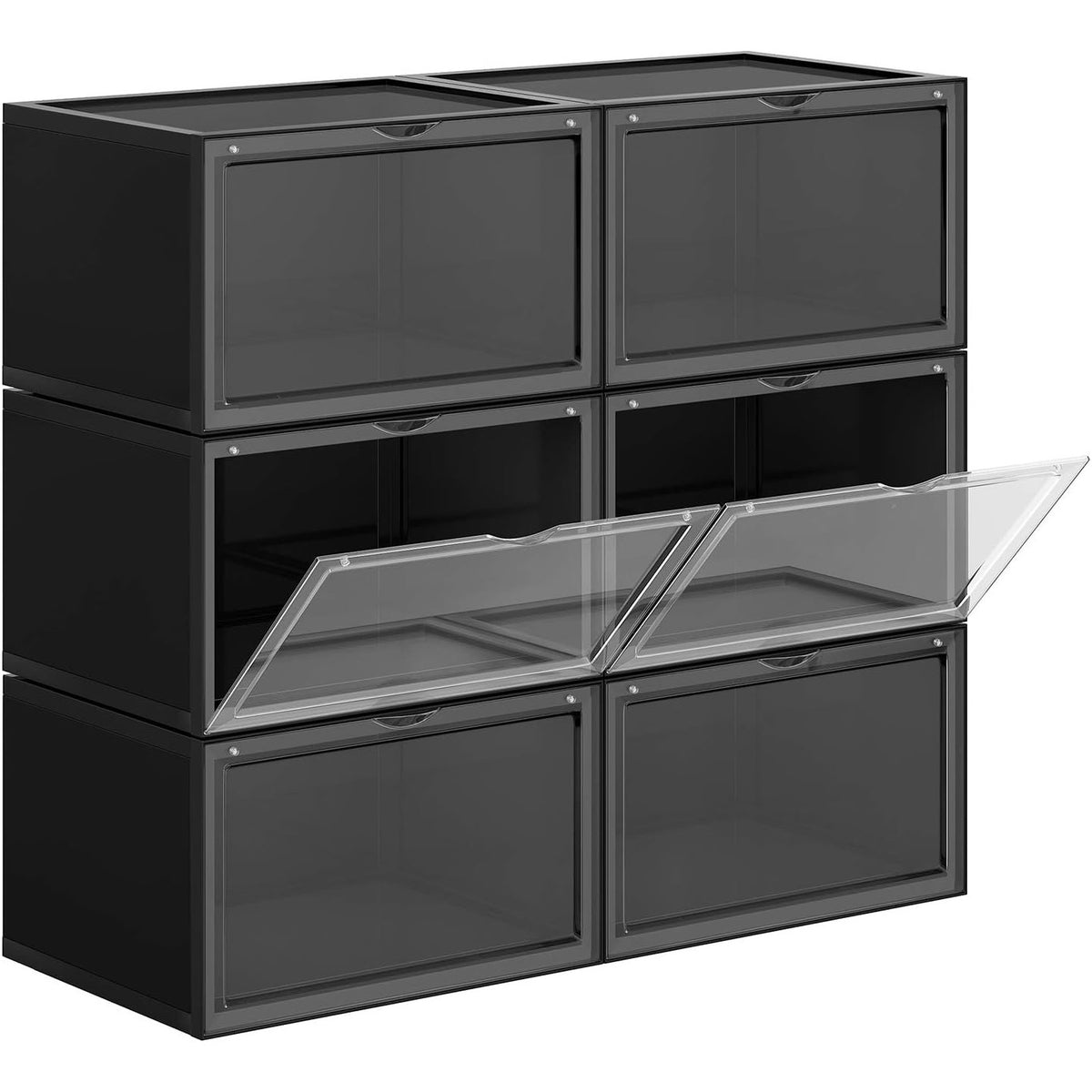 Schuhboxen 6er Set Sneakerboxen 36x28x22 cm Schwarz von guteszeug.ch