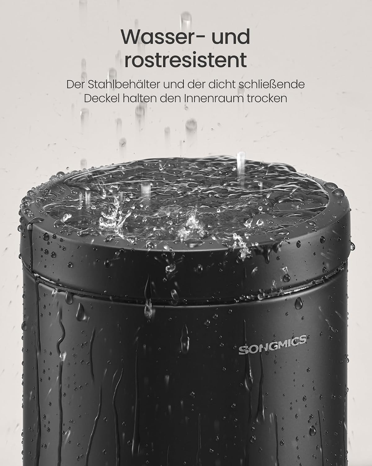Badezimmereimer 3 l Kosmetikeimer Soft-Close Schwarz von Songmics