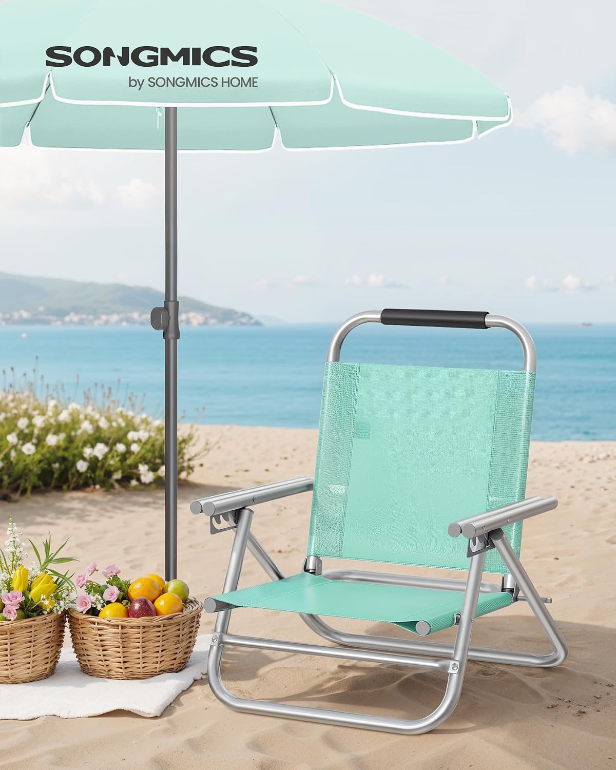 Strandstuhl faltbar leicht grün Aluminium von Songmics