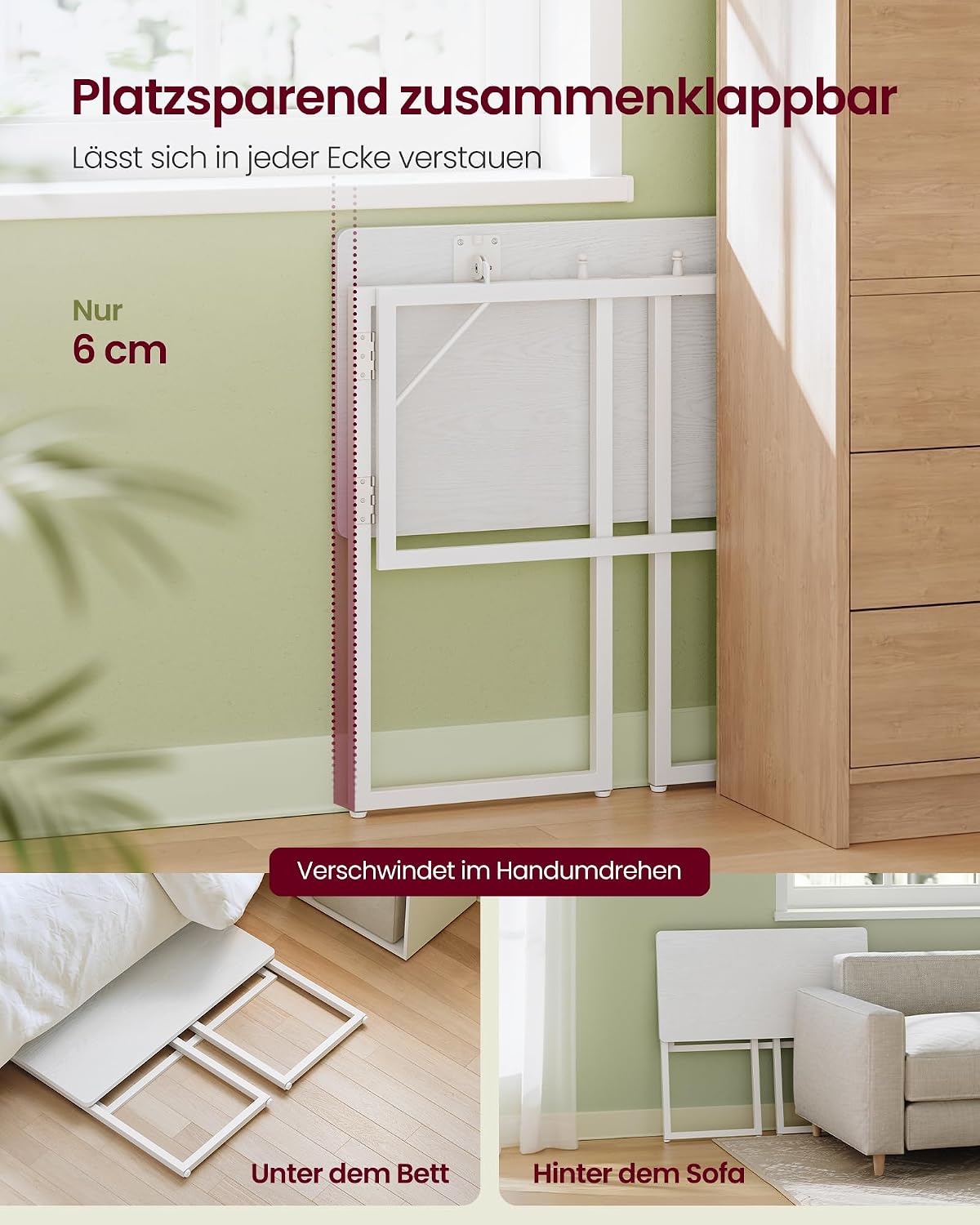 Klappbarer Computertisch Schreibtisch 80x40x74 cm Schneeweiss von Songmics