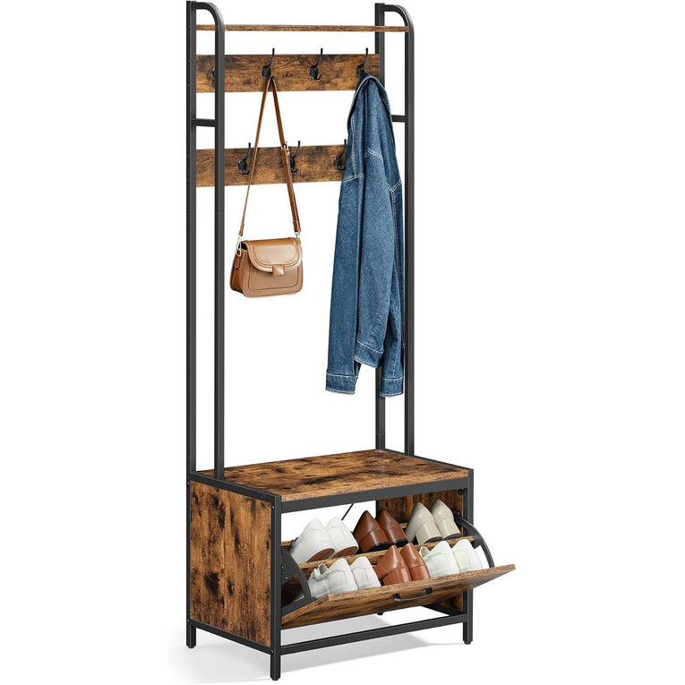 Garderobe 4-in-1 65x40x170 cm mit Schuhschrank Sitzbank von Songmics