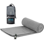 Mikrofaser Handtuch schnelltrocknend mit Tasche 60x120cm Grau von Fit-Flip