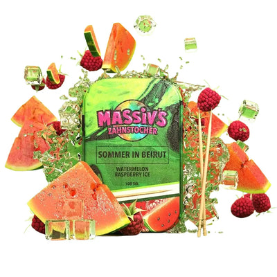 Massiv's Sommer in Beirut Zahnstocher mit Geschmack Watermelon Raspberry Ice in Metalldose
