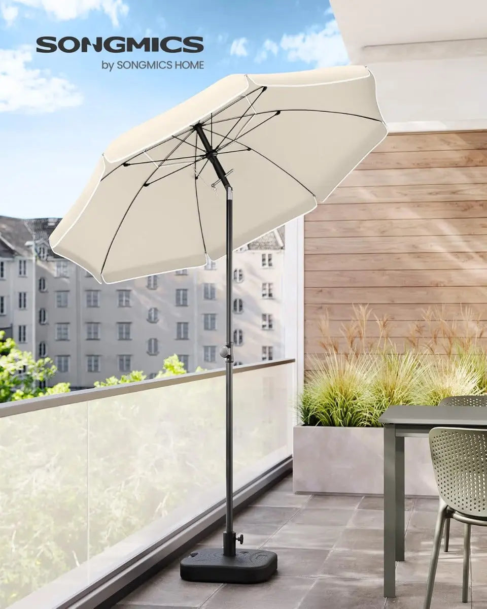 Sonnenschirm 160cm UPF50+ neigbar beige von Songmics