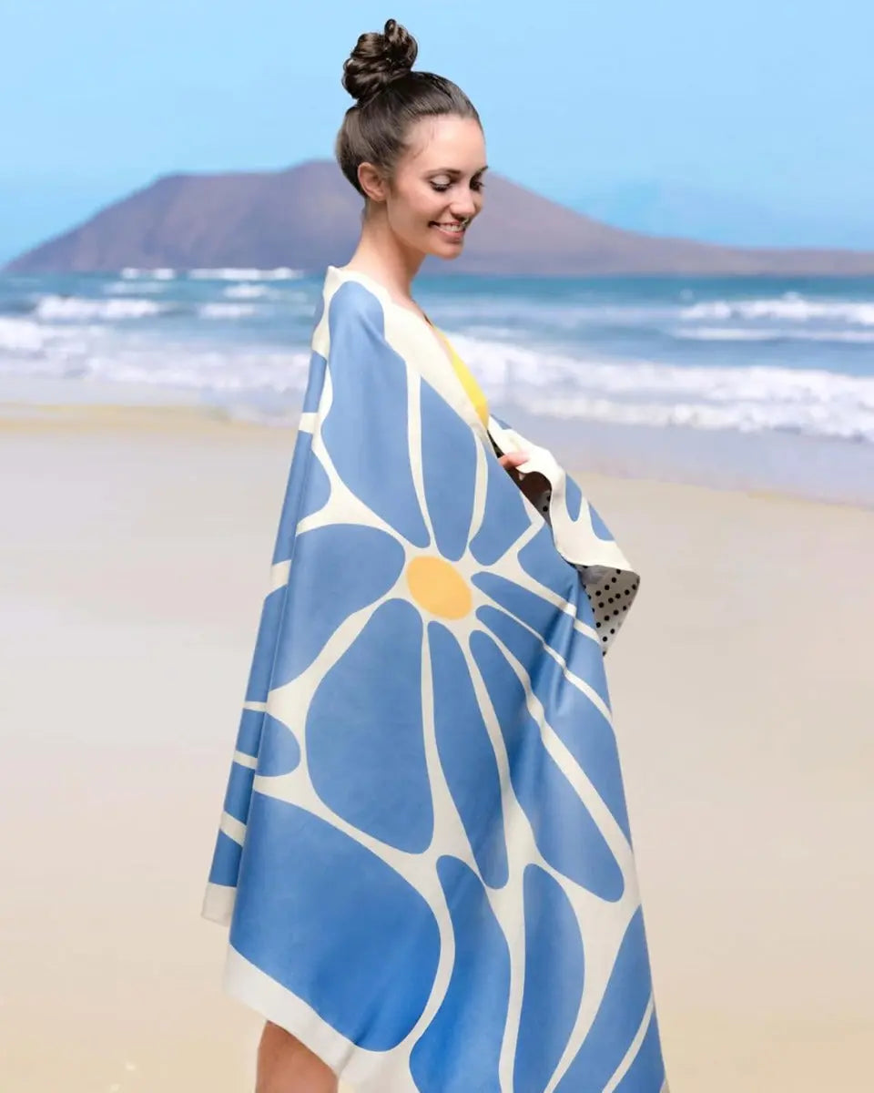Strandtuch XXL Mikrofaser schnelltrocknendes Badetuch 200x90cm Groovy Flowers von guteszeug.ch