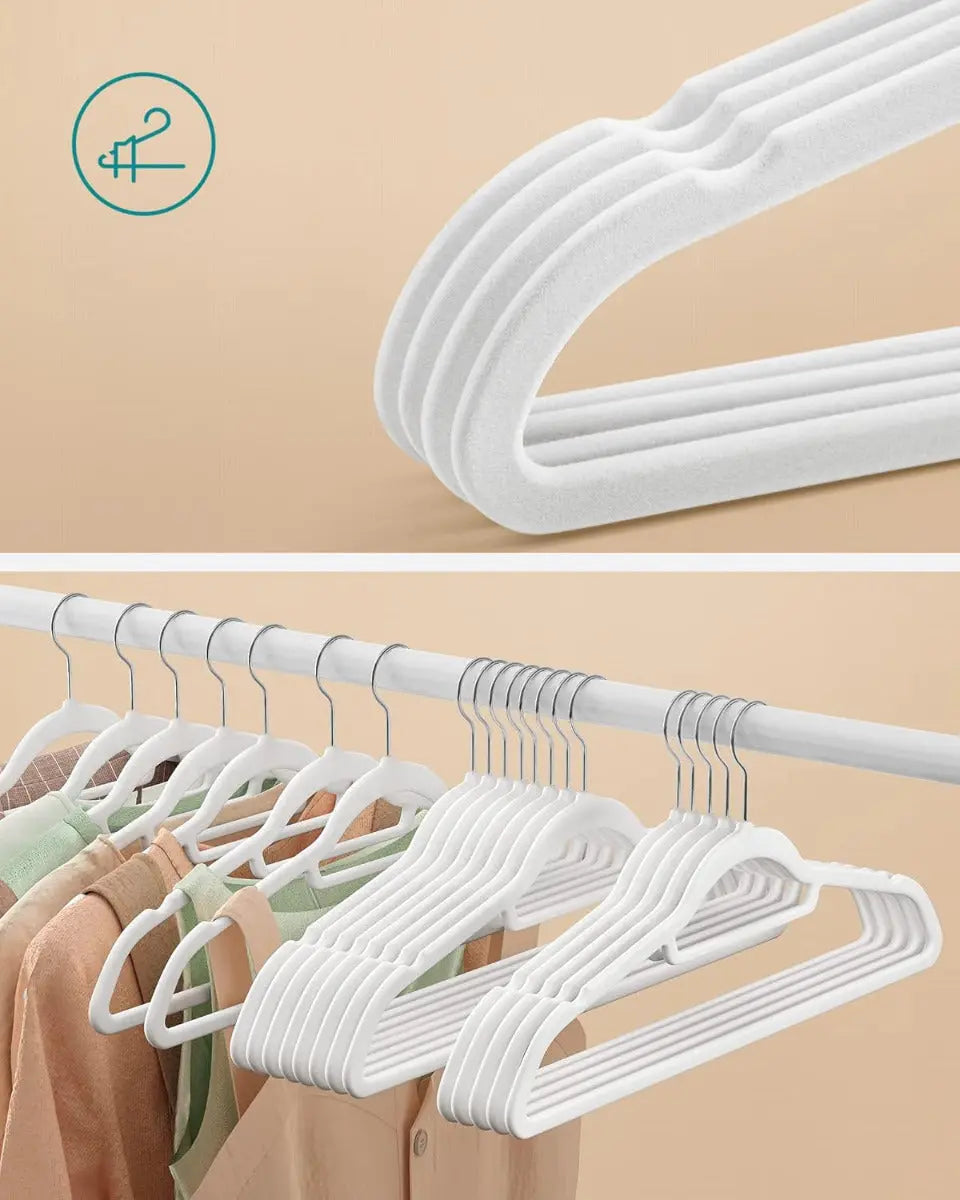 Kleiderbügel Samt 50er Set Weiss von Songmics