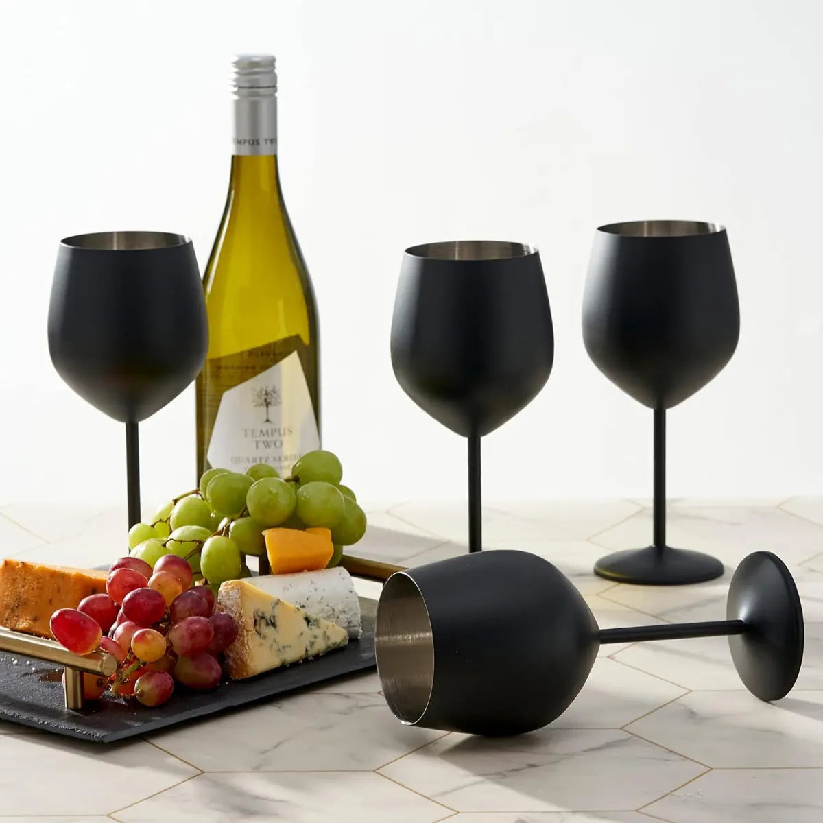 Edelstahl Weingläser Schwarz Matt 2er-Set von Oak & Steel