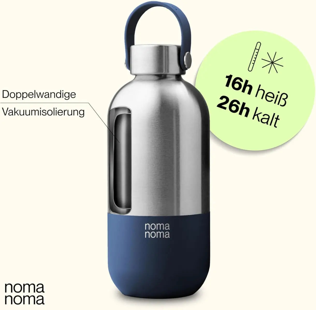 Trinkflasche Edelstahl auslaufsicher 1000ml Soda Blue von noma noma