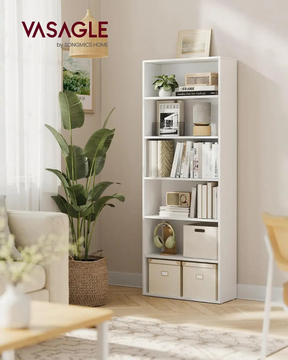 Bücherregal 6-stöckig Offenes Standregal Wolkenweiss, 24 x 60 x 178,5 cm von Songmics