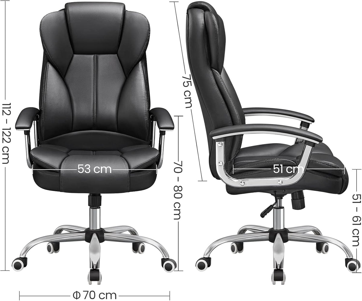 Bürostuhl ergonomisch 150 kg Schwarz Kopfstütze von Songmics
