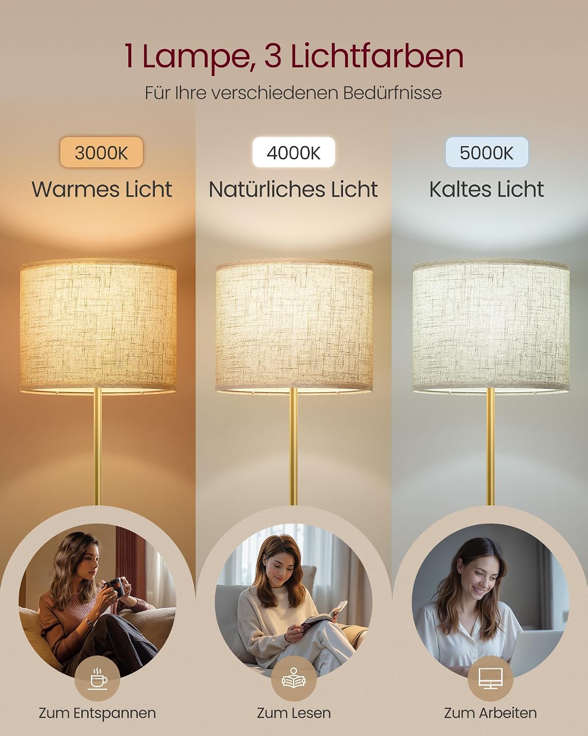 LED-Stehlampe höhenverstellbar 140-171 cm Schwarz E27 von Songmics