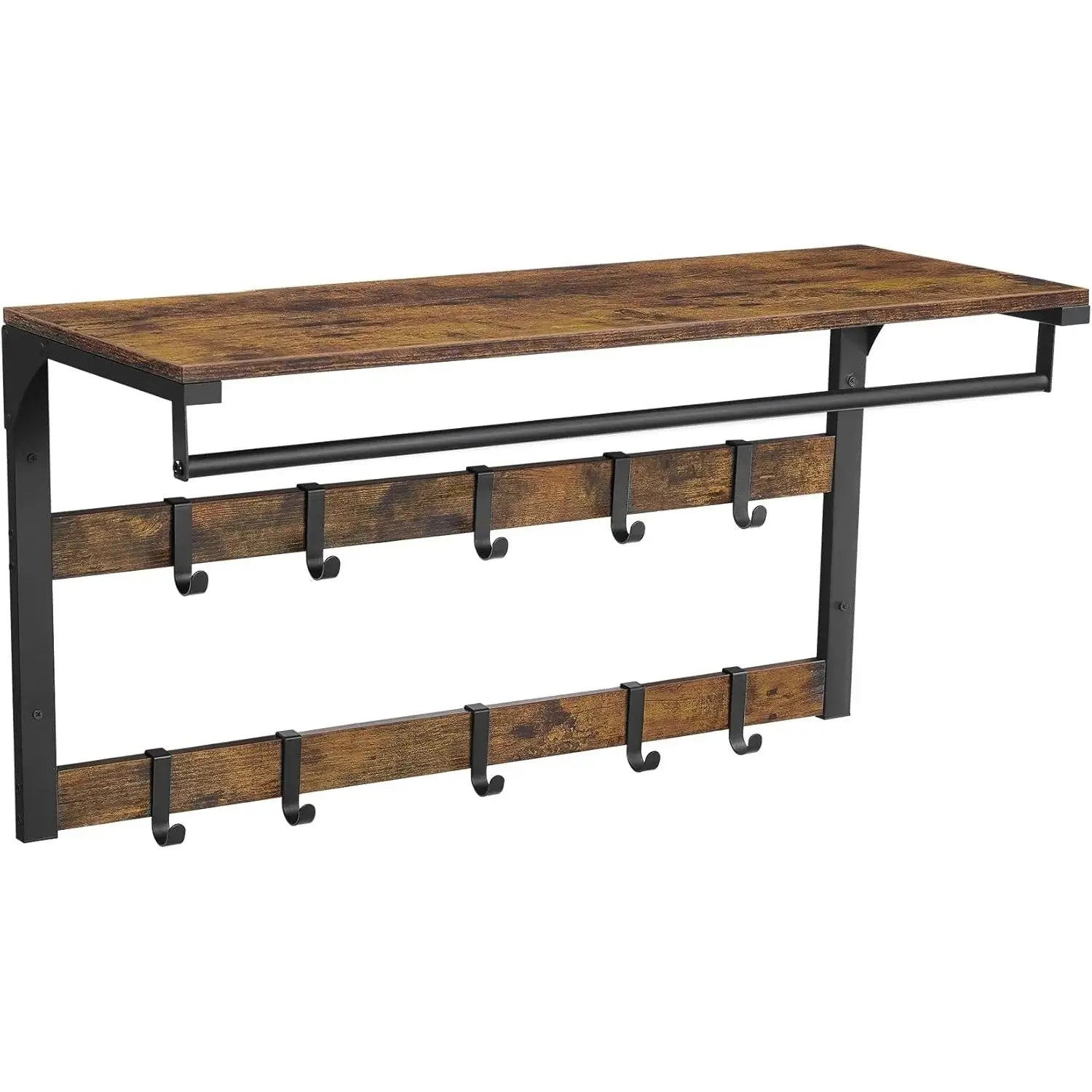 Wandgarderobe mit Ablage 80cm Vintagebraun-Schwarz von Songmics