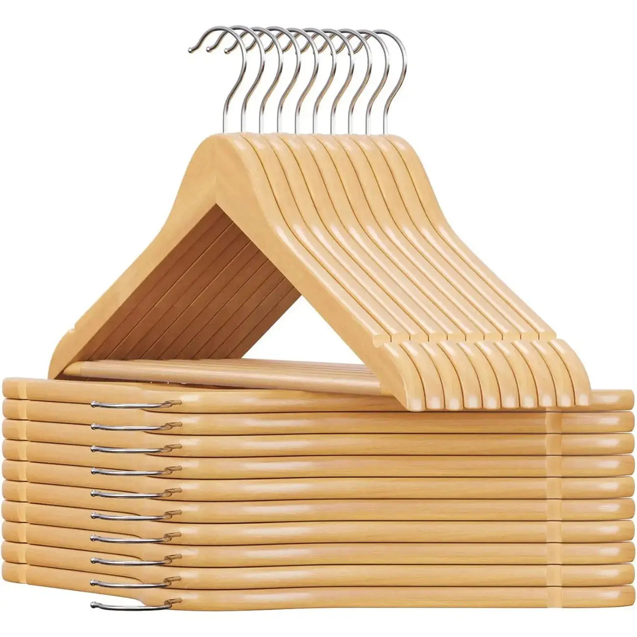 Kleiderbügel Holz 20er Set Einkerbungen im Schulterbereich von Songmics