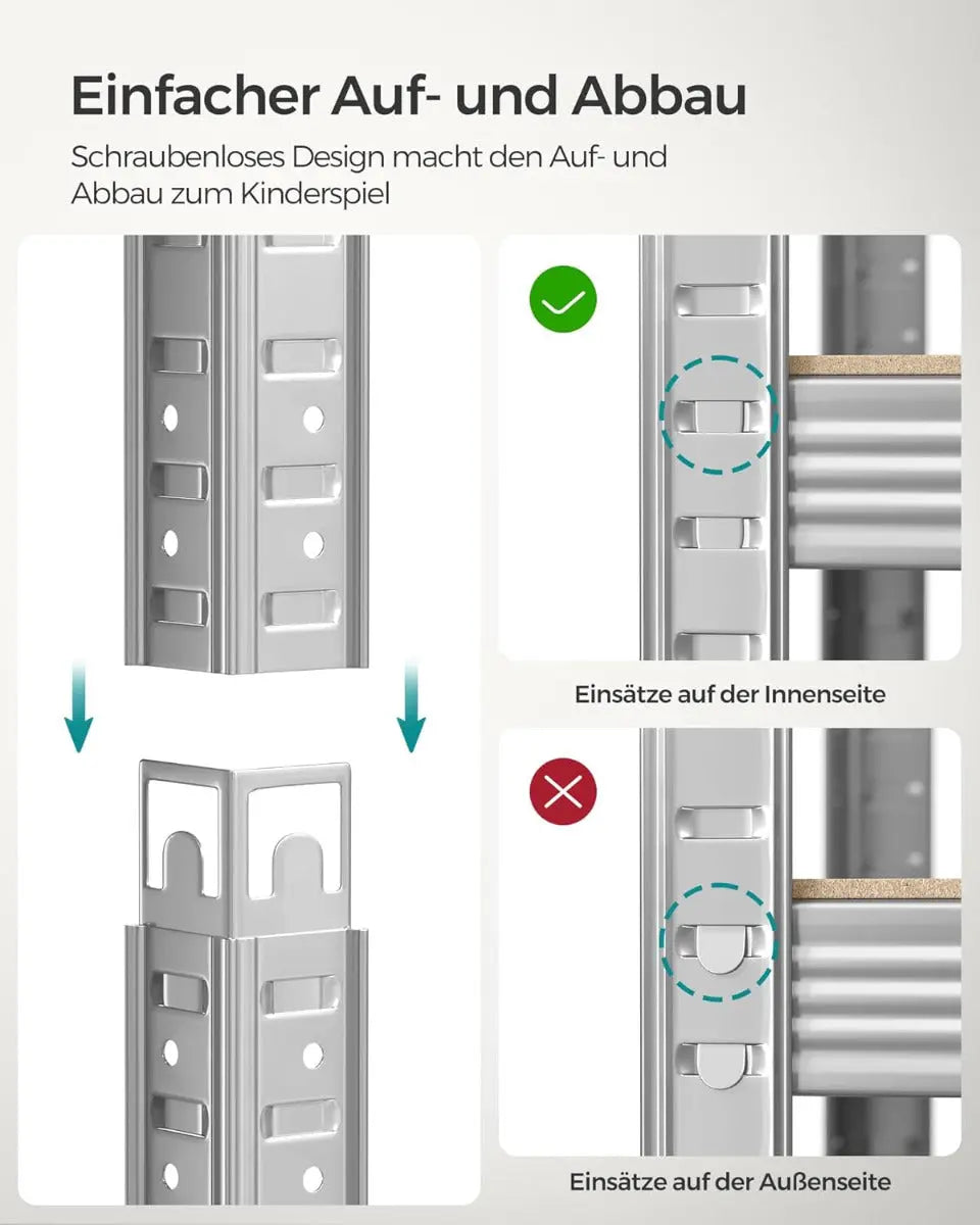Schwerlastregal mit Stahlgestell, bis 875 kg, silbern von Songmics