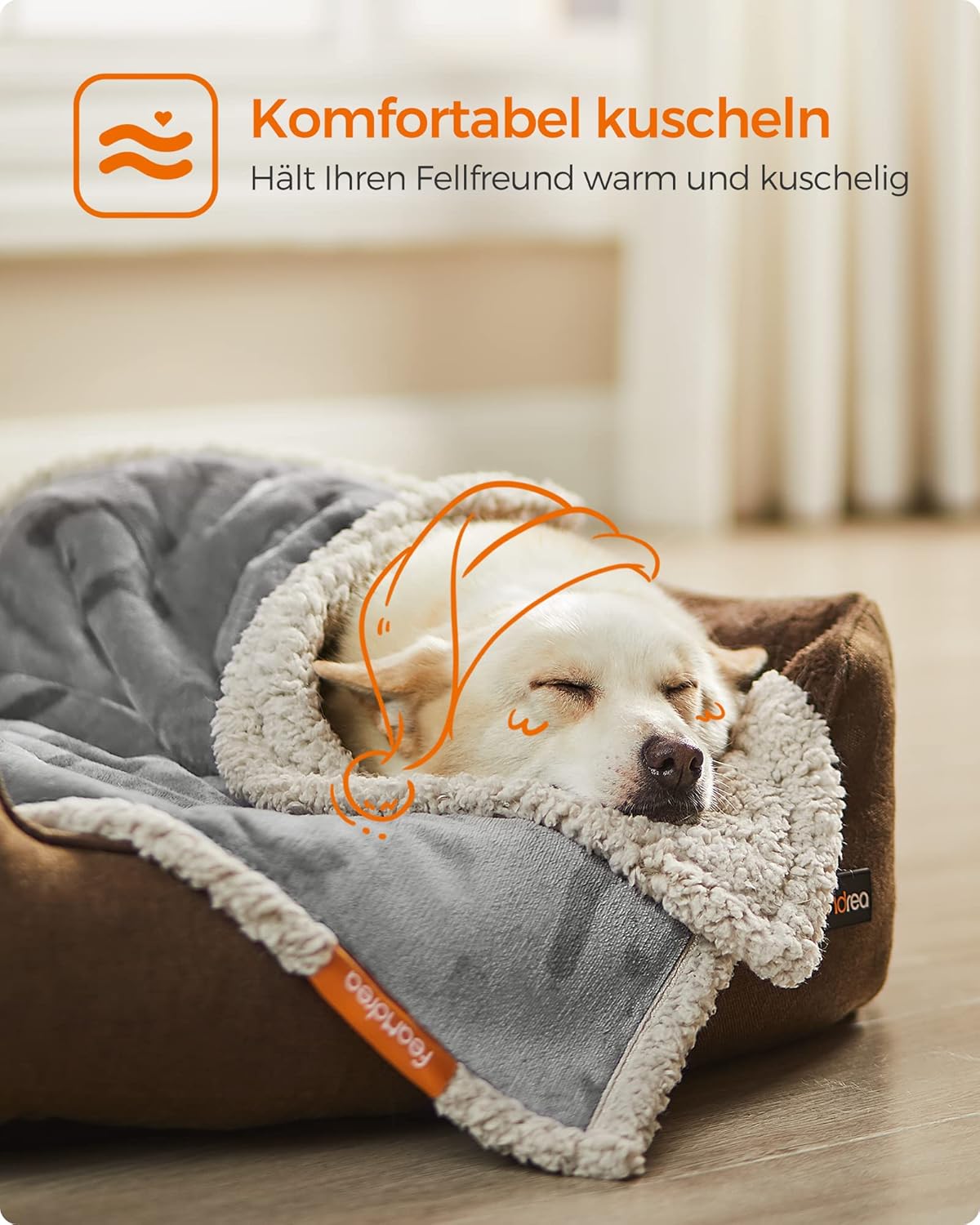 Wasserdichte Hundedecke Fleece klein 101x73cm grau waschbar von Songmics