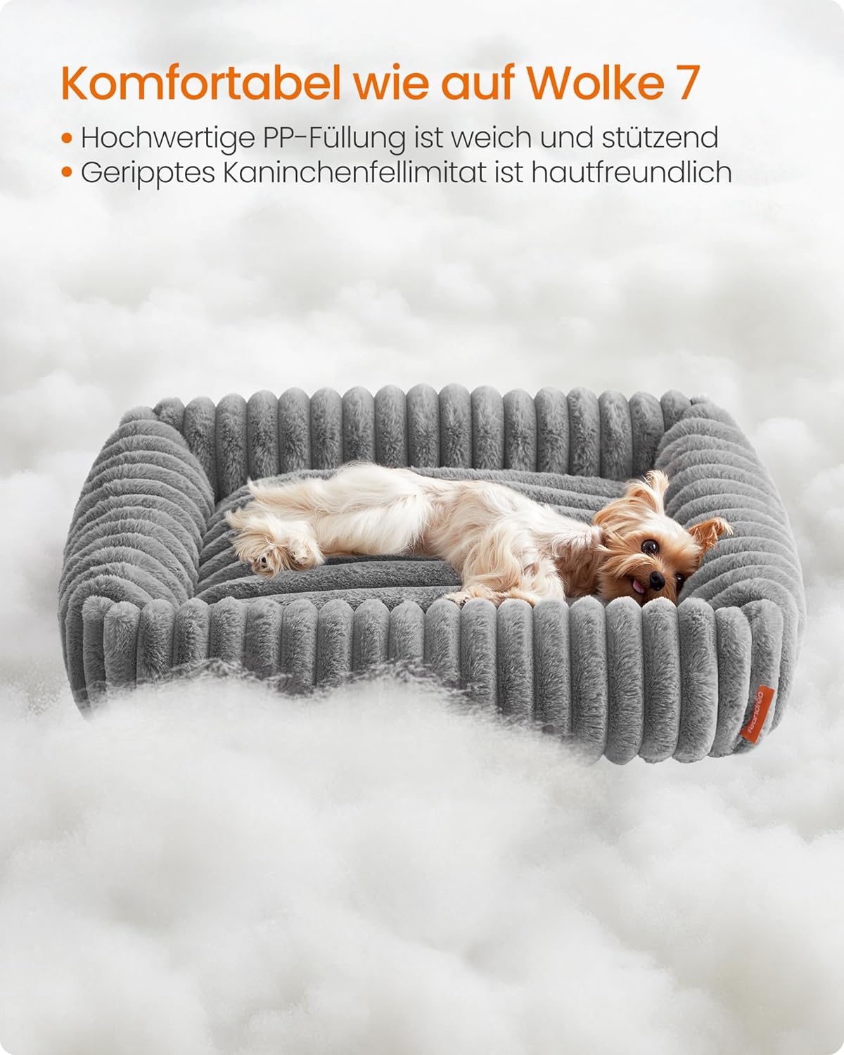 Orthopädisches Hundebett waschbar flauschig 71x55cm grau von Songmics