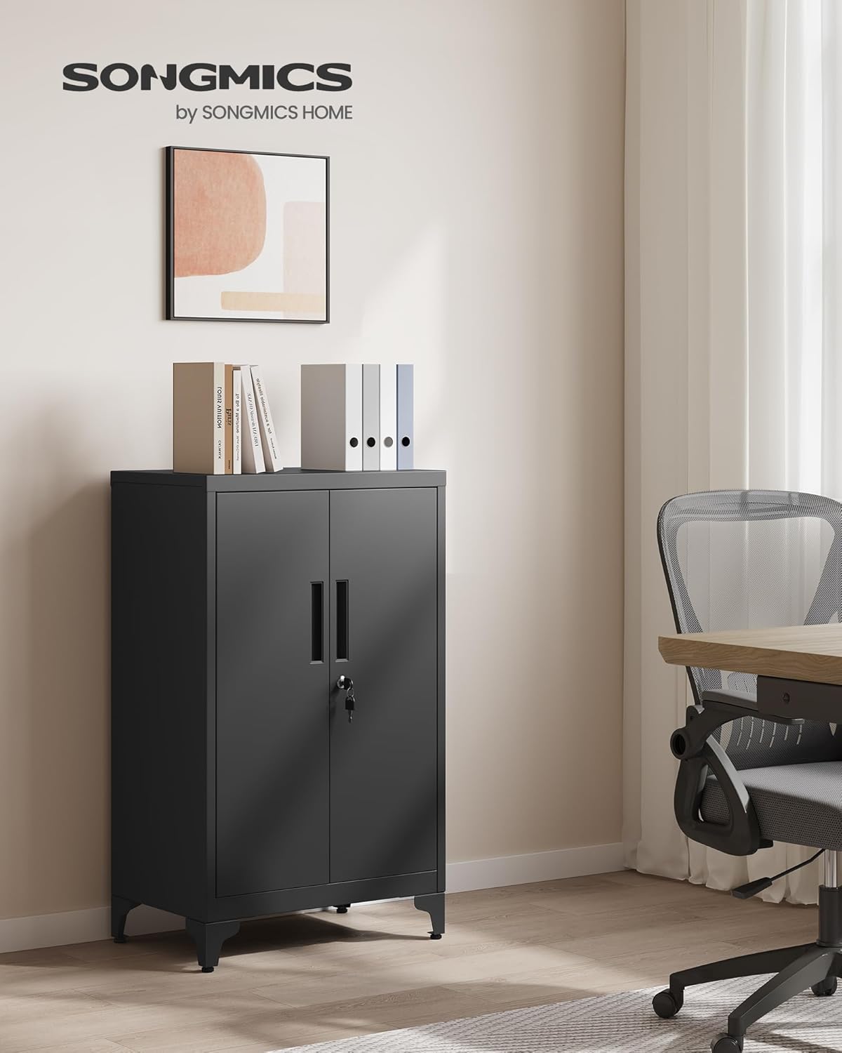 Metallschrank Aktenschrank 60x40x99 cm Schwarz abschliessbar von Songmics
