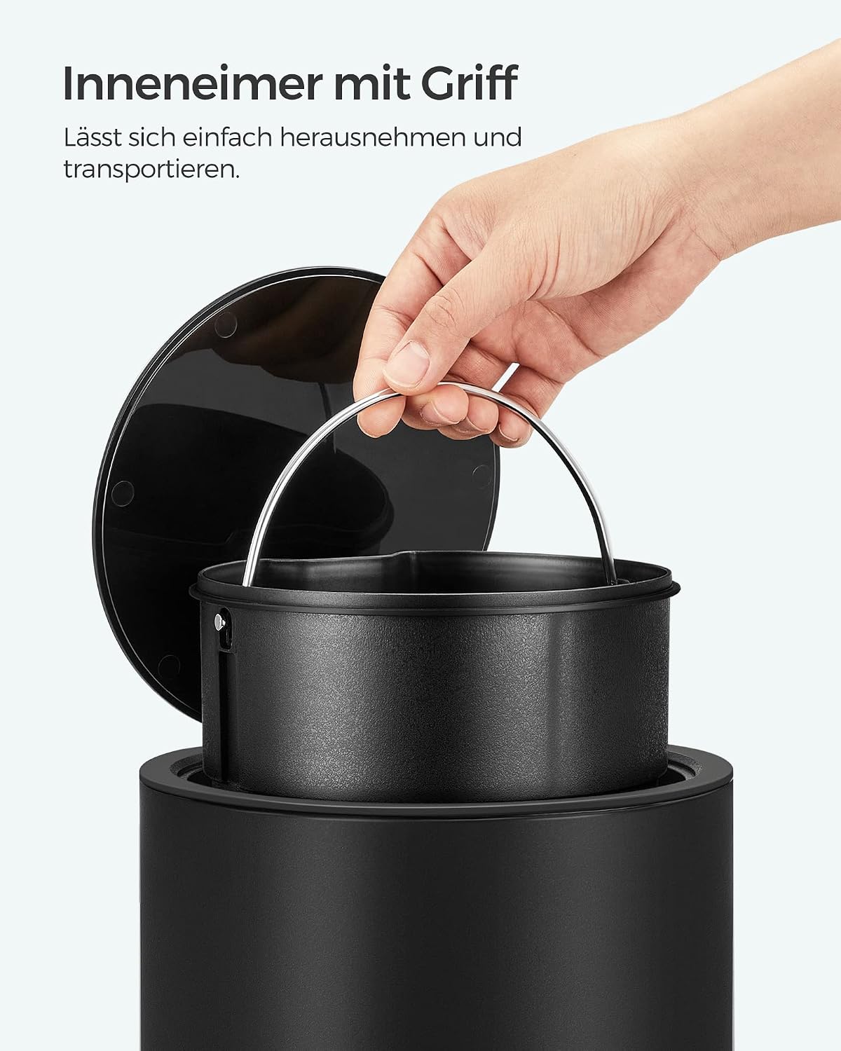 Kosmetikeimer 3 l mit Fusspedal Schwarz Badezimmer von Songmics