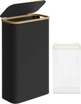 Wäschekorb Wäschesammler Schmal Bambus 65l Schwarz von Songmics