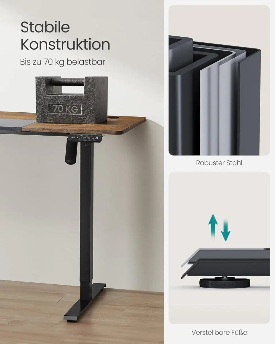 Schreibtisch elektrisch höhenverstellbar mit Memory-Funktion 160 cm vintagebraun von Songmics