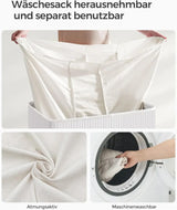 Wäschekorb Wäschebox Bambus 3 Fächer faltbar mit Griffen von Songmics