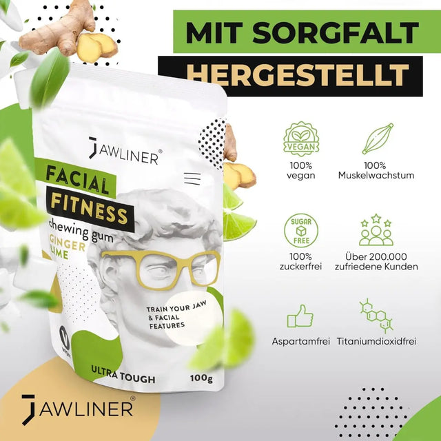 Fitness Ginger Lime Chewing Gum 100g Pack von JAWLINER
