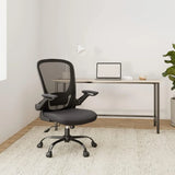 Bürostuhl Schreibtischstuhl Hochklappbare Armlehnen Schwarz von Songmics