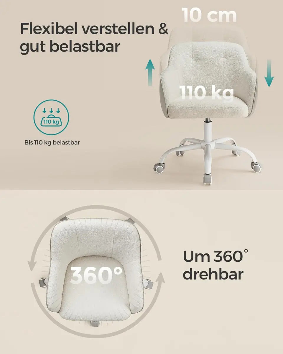 Bürostuhl Drehstuhl Höhenverstellbar Cappuccinobeige von Songmics