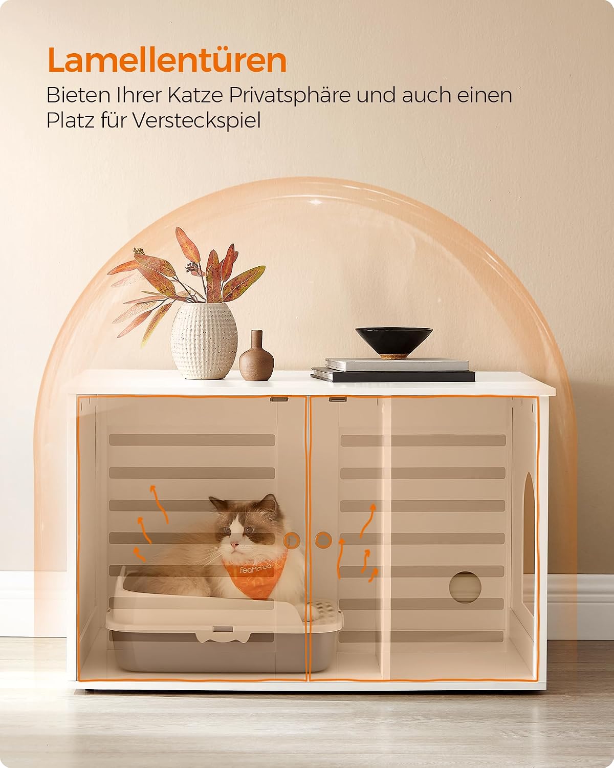 Katzentoiletten-Schrank Katzenhaus 80x53x50 cm Braun von Songmics