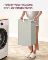 Wäschekorb mit 3 Fächern und Ablage, cremeweiss-mattweiss von Songmics