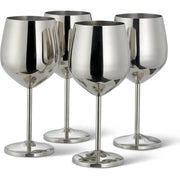 Edelstahl Weingläser Silber 4er-Set von Oak & Steel