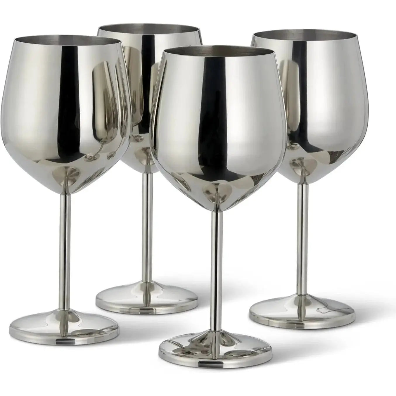 Edelstahl Weingläser Silber 4er-Set von Oak & Steel