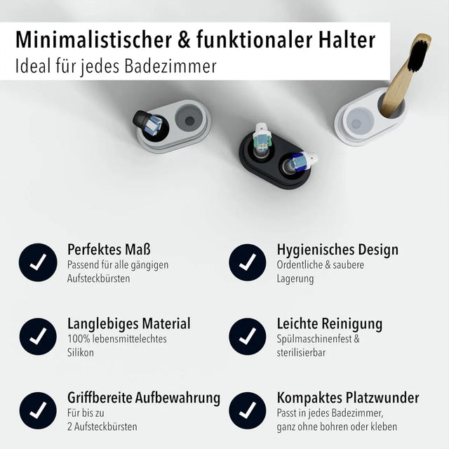 Zahnbürsten- und Aufsteckbürstenhalter 2er Grau von Qikfresh