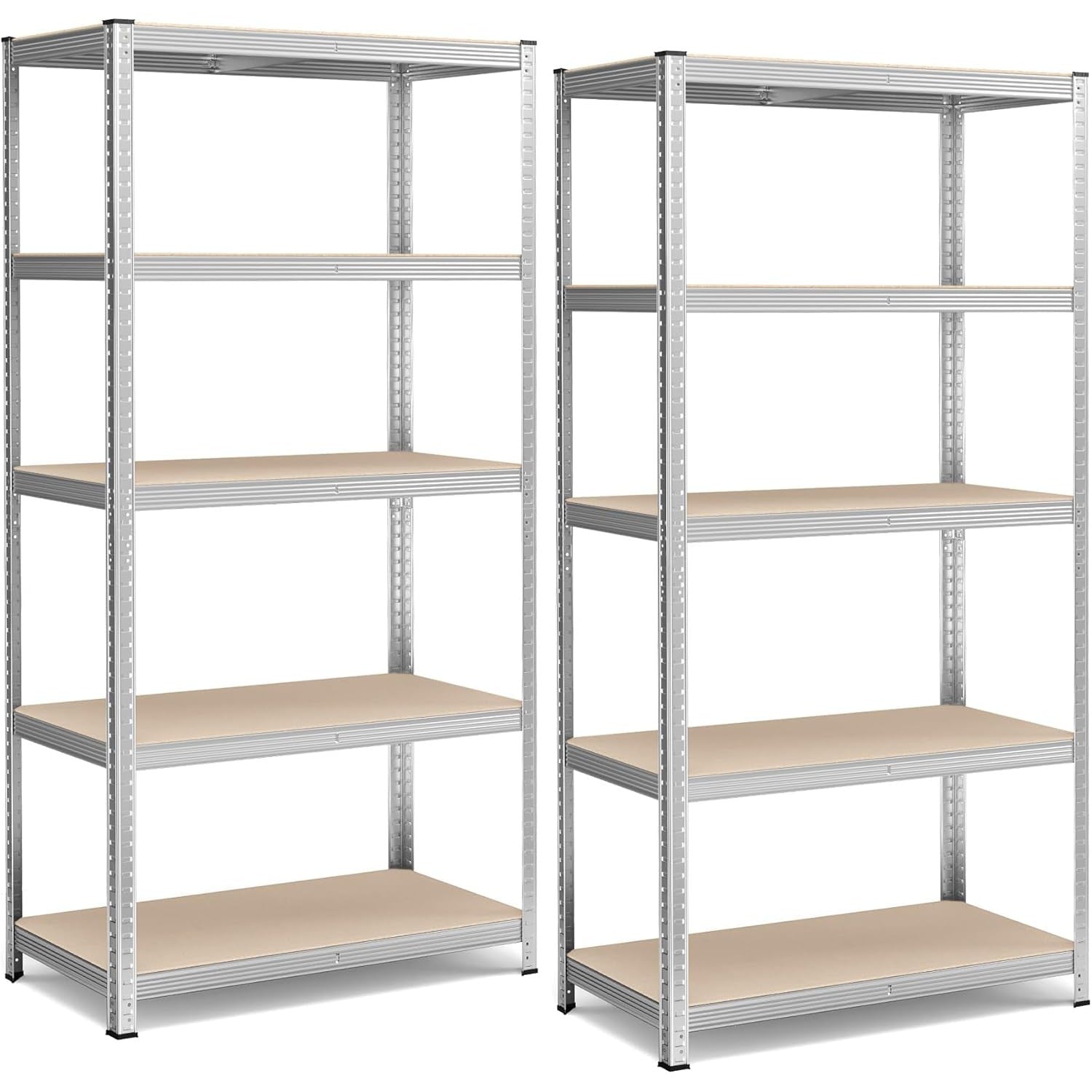 Schwerlastregal 50x100x200 cm 600 kg 5 Ablagen Silber 2er von Songmics