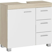 Waschbeckenunterschrank mit Schubladen wolkenweiss-naturbeige von Songmics