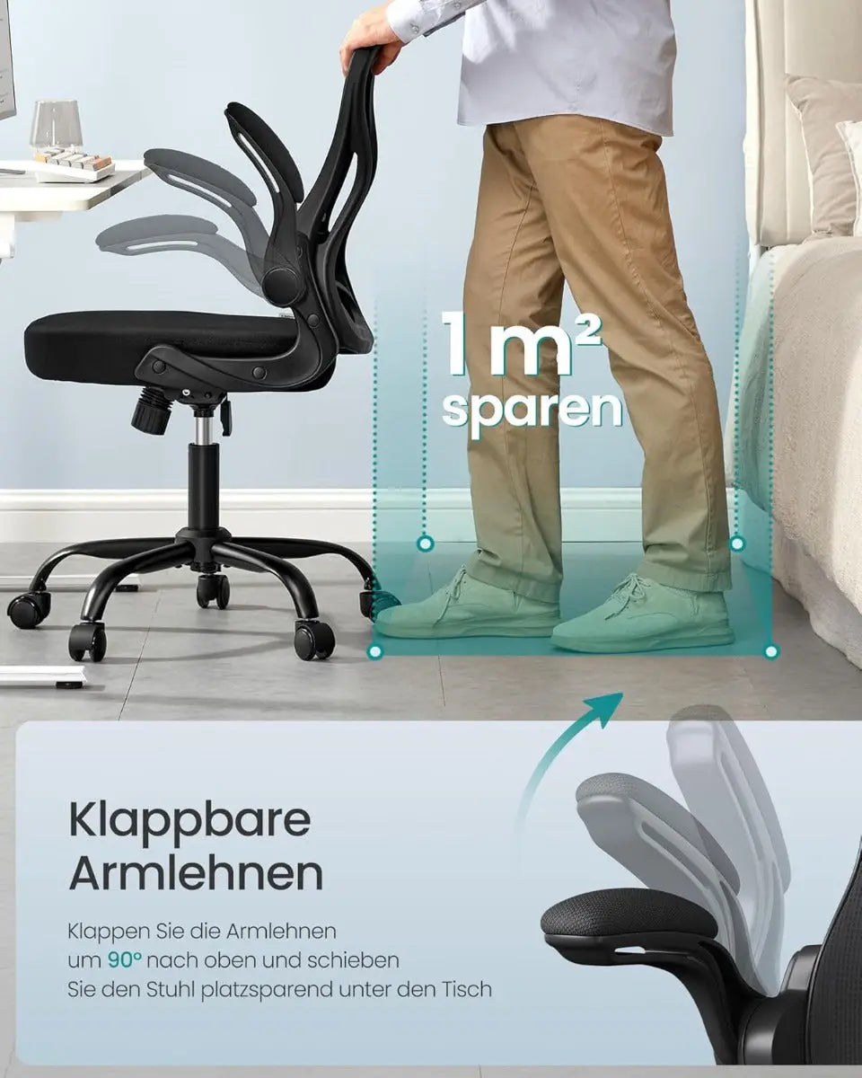 Bürostuhl ergonomisch Lordosenstütze schwarz Mesh von Songmics