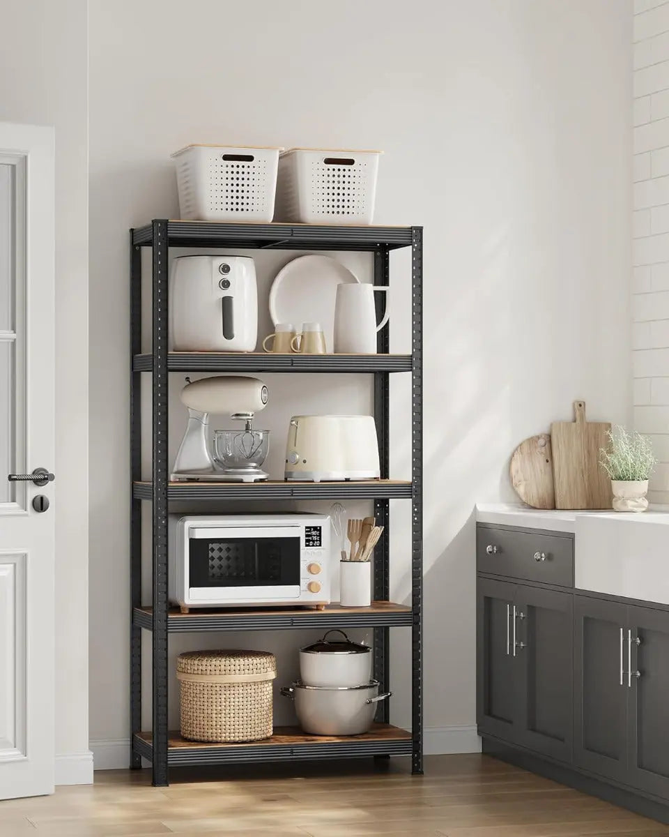 Standregal Industrie-Design mit 5 Ablagen, bis 875 kg belastbar, Vintagebraun-Schwarz von Songmics