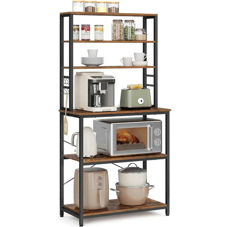 Küchenregal mit 6 Ablagen vintagebraun 60cm breit von Songmics