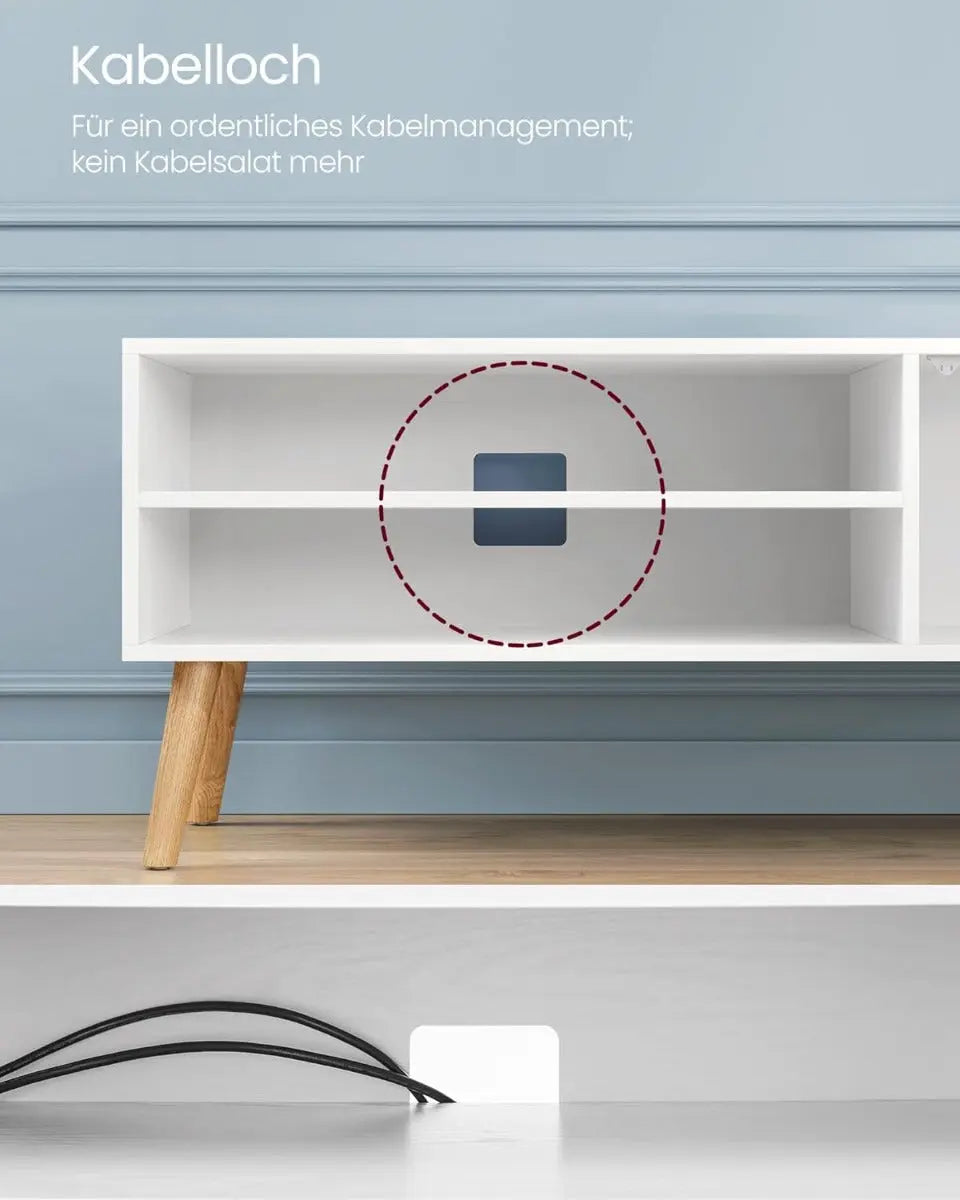 TV-Lowboard 120cm Mid-Century Weiss von Songmics