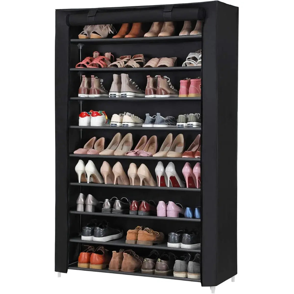 Schuhregal mit 9 Ebenen Schwarz, 100 x 28 x 162 cm von guteszeug.ch