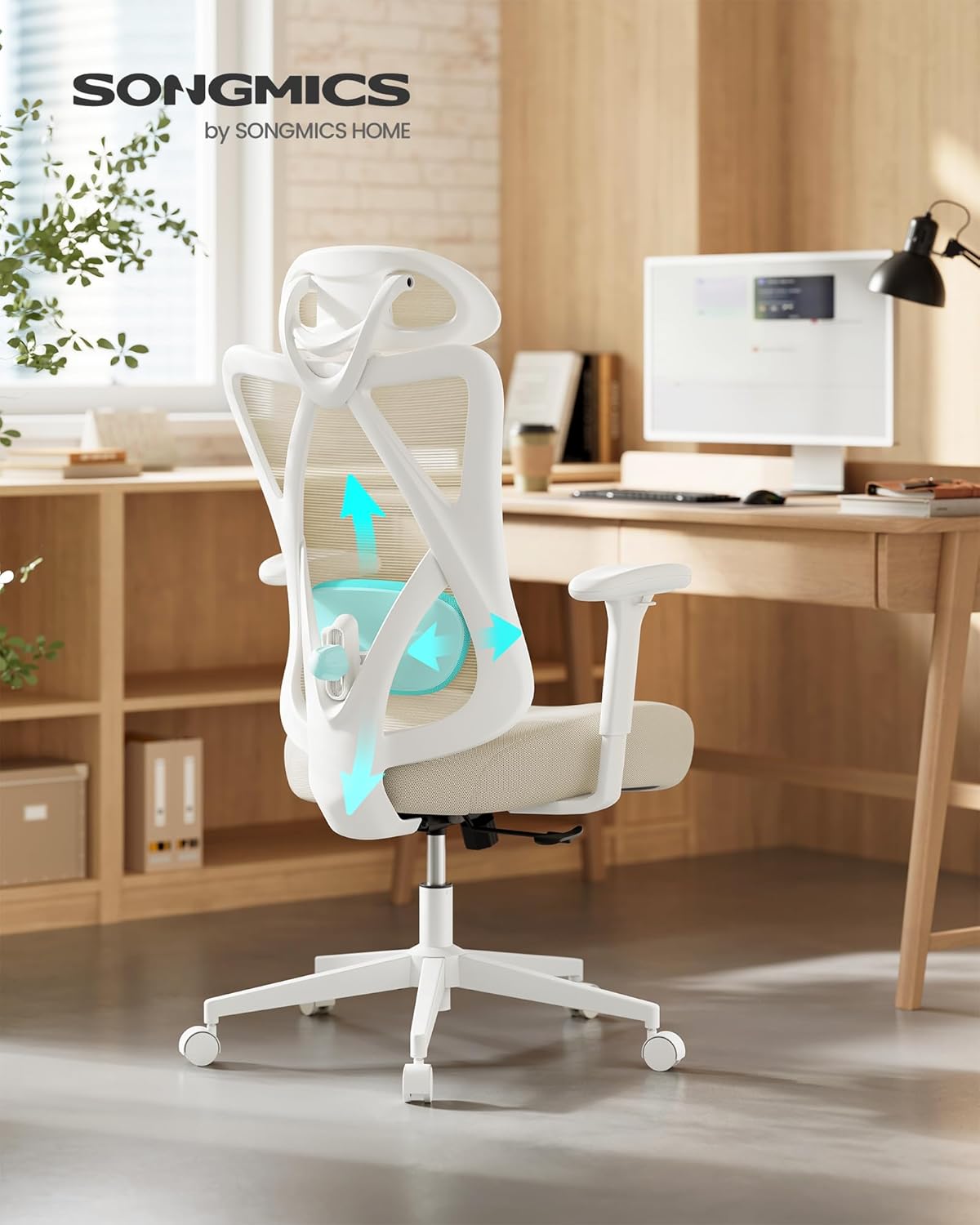 Ergonomischer Bürostuhl Netz höhenverstellbar bis 150 kg von Songmics