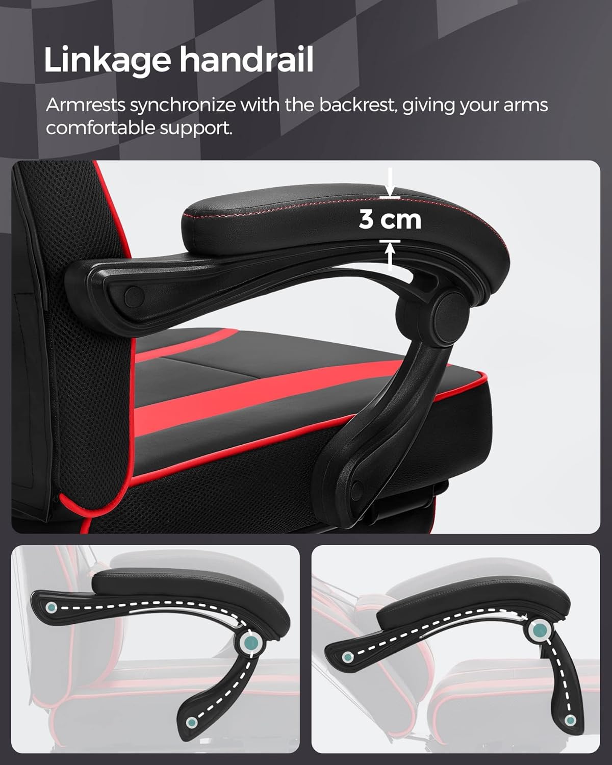 Gaming Stuhl mit Fußstütze und Kopfstütze ergonomisch von Songmics