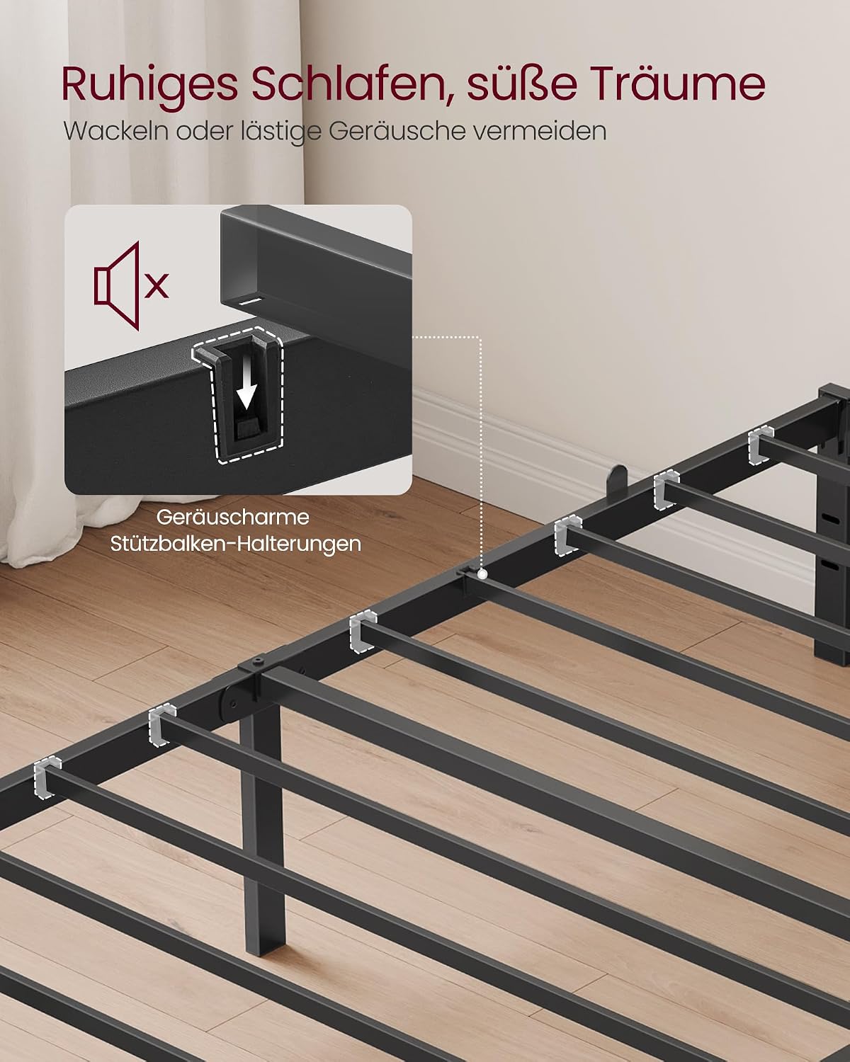 Einzelbett Bettgestell 90x200 cm Metall Tintenschwarz von Songmics