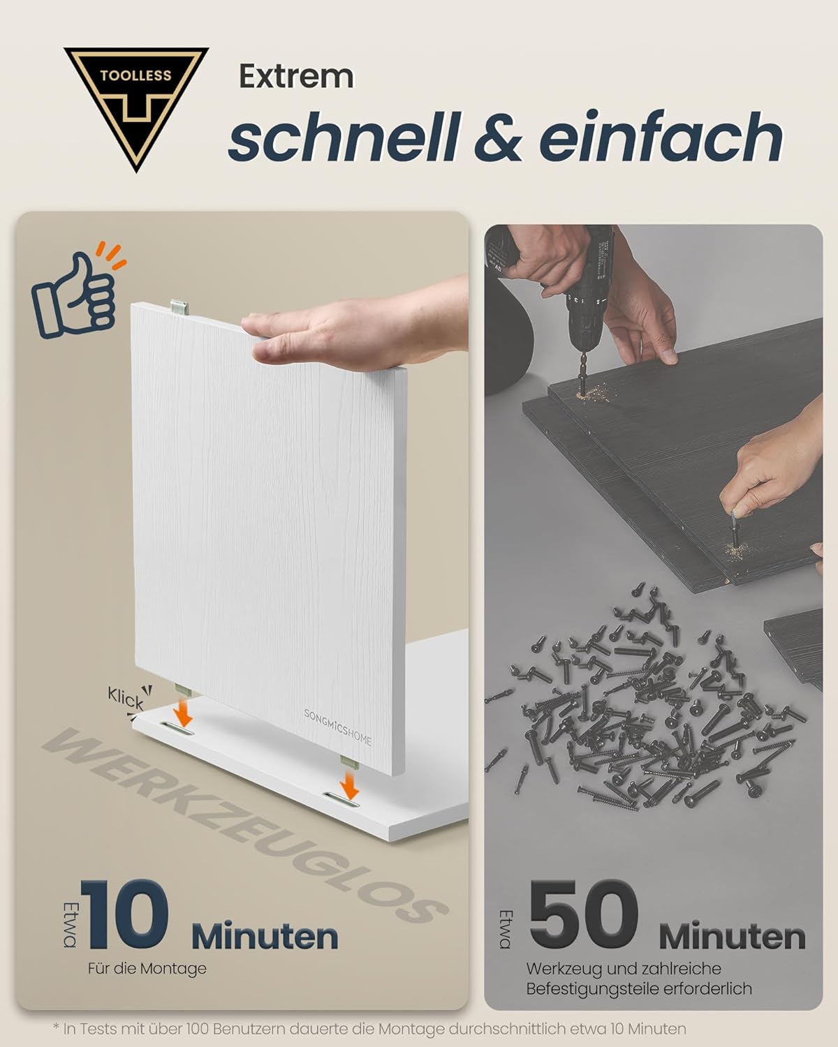 Nachttisch mit Schublade schmal weiß 30x25x59 cm von Songmics
