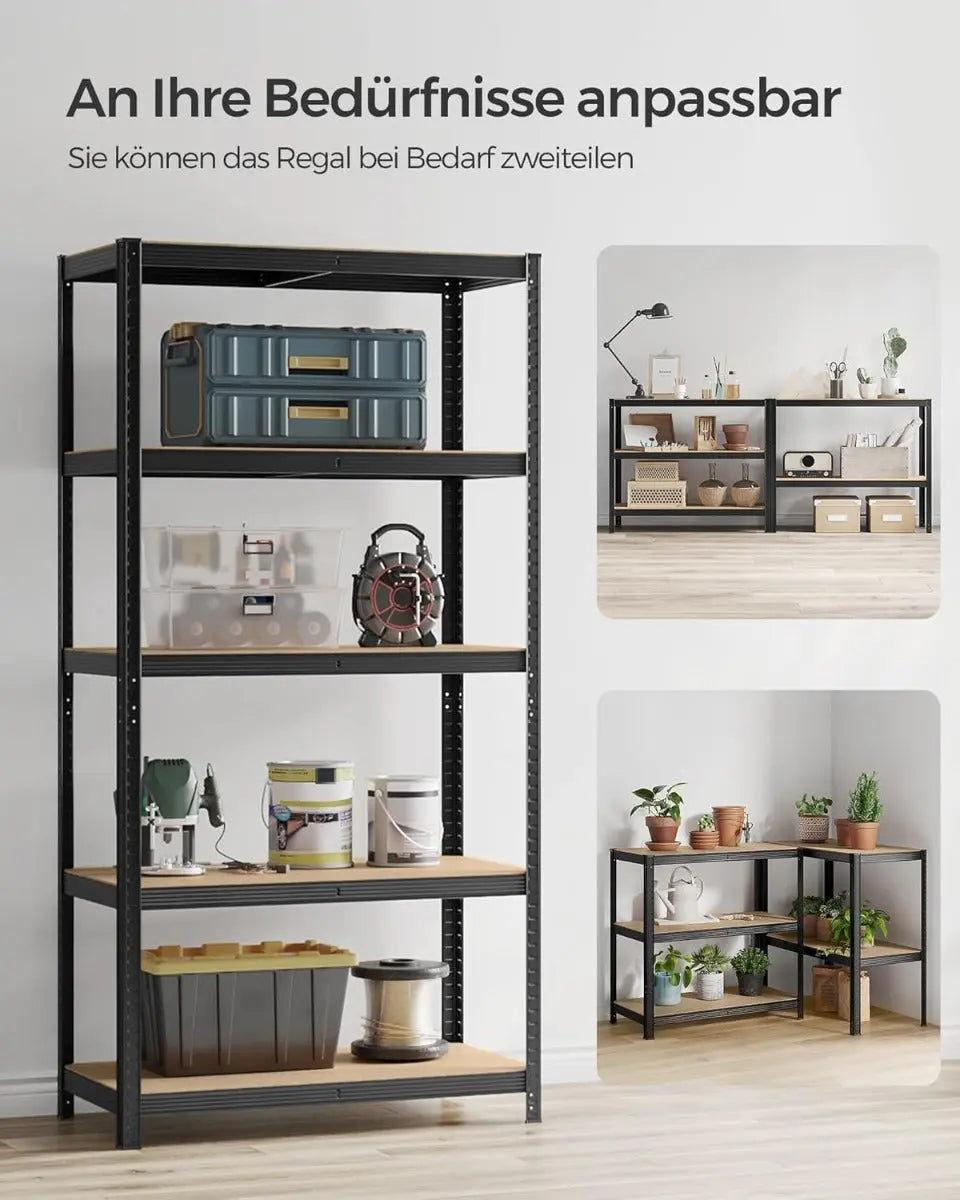 Schwerlastregale Stahlgestell Verstellbare Ablagen, 50 x 100 x 200 cm, Schwarz von Songmics