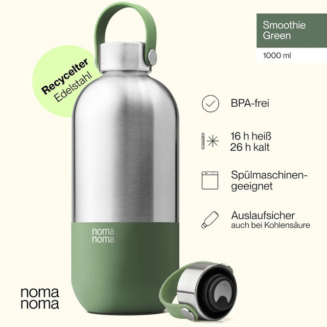 Trinkflasche Edelstahl auslaufsicher 1000ml Smoothie Green von noma noma