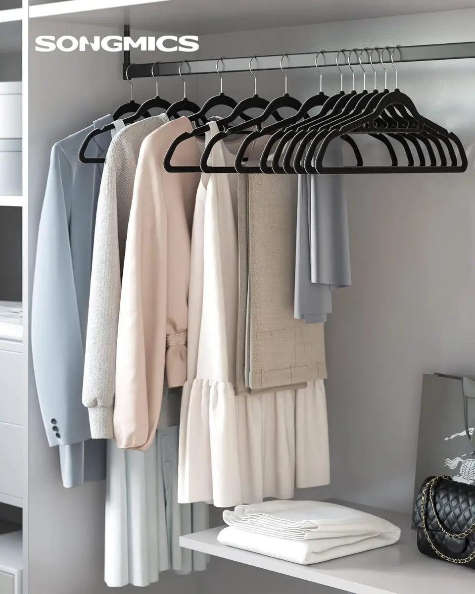 Kleiderbügel Samt 20er Set Silber-Schwarz von Songmics