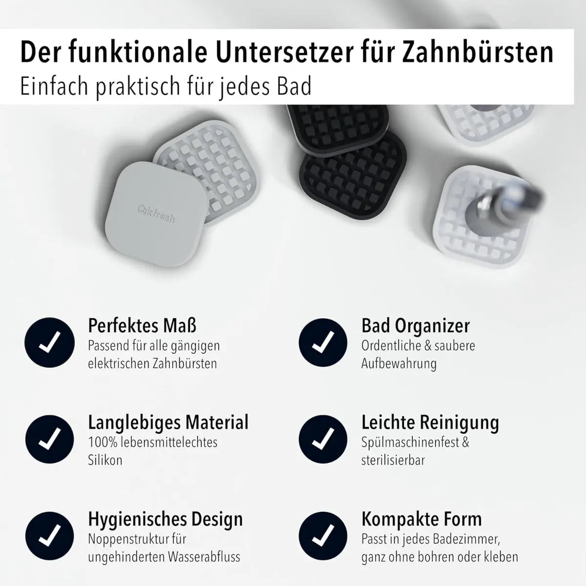 Zahnbürsten Untersetzer Weiss 2er Set von Qikfresh