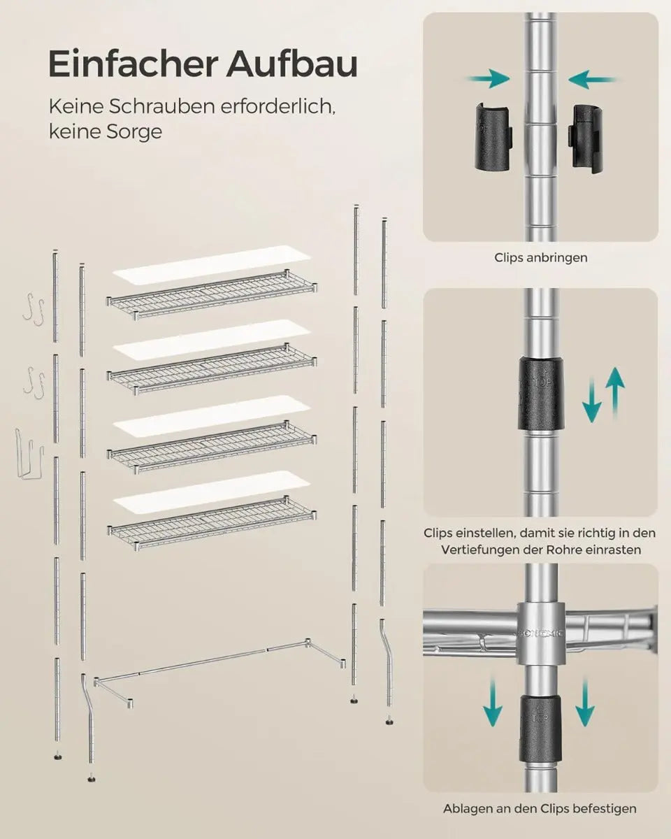 Toilettenregal Metall verstellbar taubengrau 4-Ablagen von Songmics